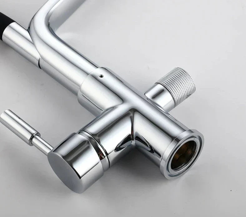 Kitchen faucet with dual spout and water filtration – PureFlow Duo