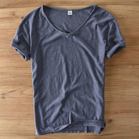 Men's V-Neck Linen Shirt – Luca