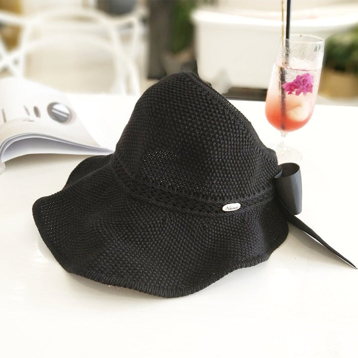 Trendy summer straw hat with opening for ponytail - SonnenSchwung