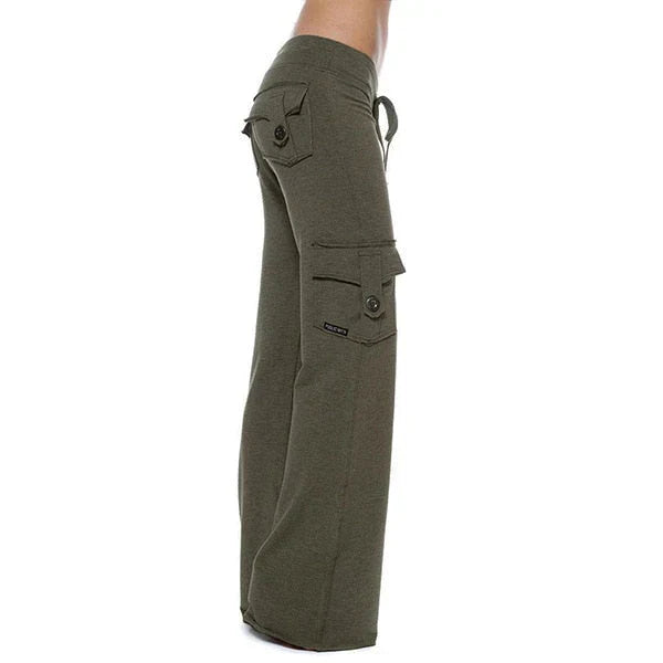 Women's Bootcut Cargo Pants with Pockets – Isabella