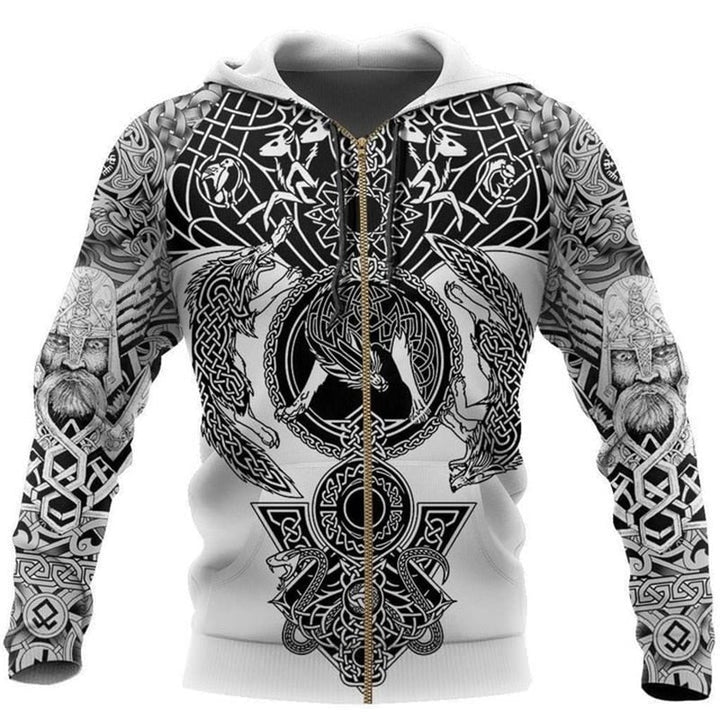 Viking-hoodie med runer og krigermotiver – Eirik