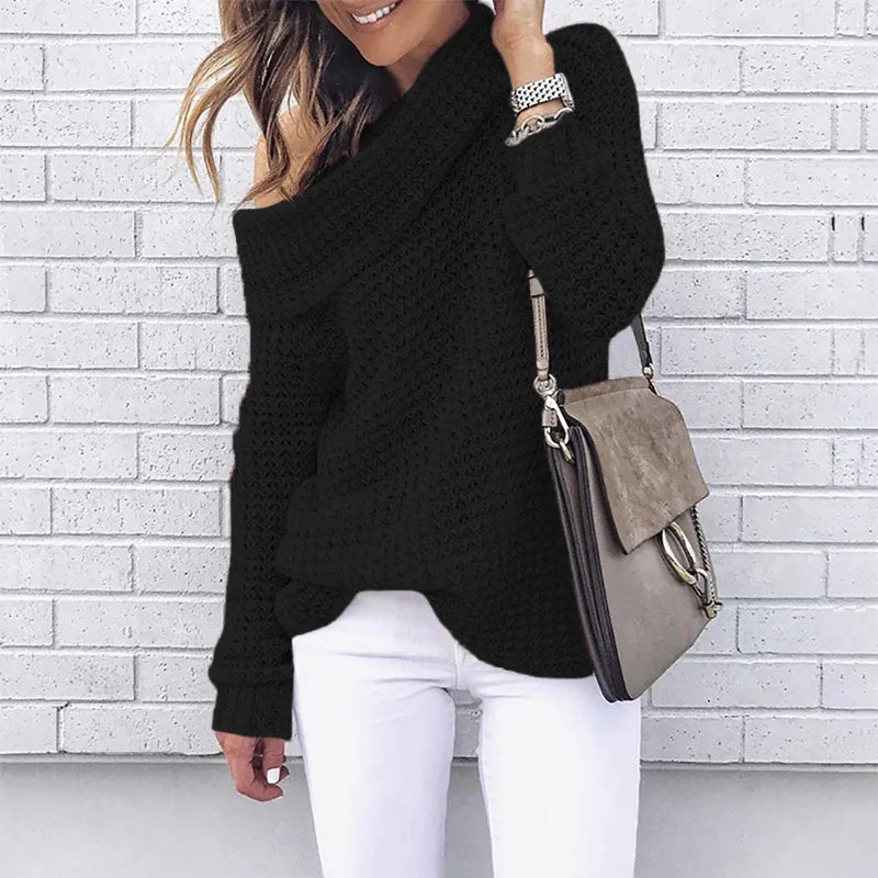 Damen Off-Shoulder Strickpullover – Selina
