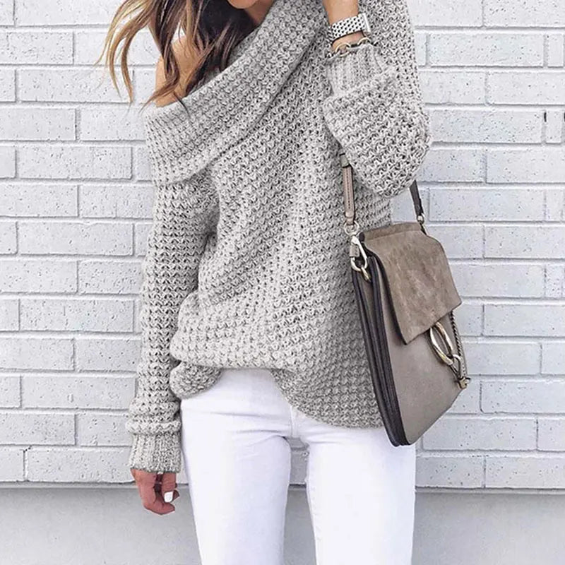 Damen Off-Shoulder Strickpullover – Selina
