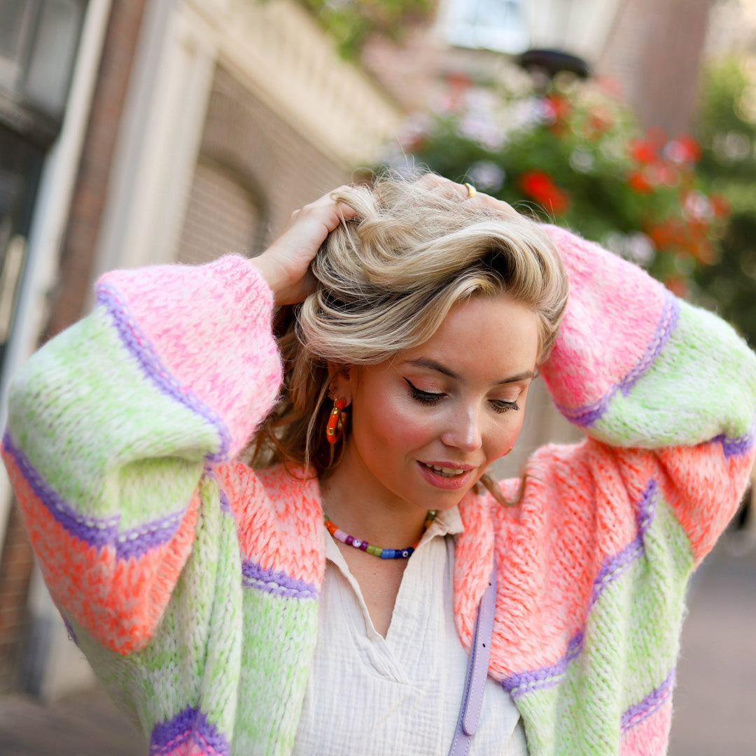 Cheerfully Colored Striped Cardigan for Women - Livia