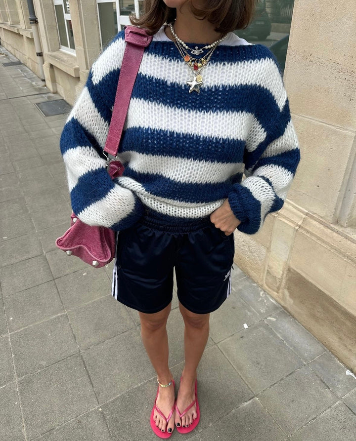 Suéter oversized de mujer tejido y a rayas - Harper