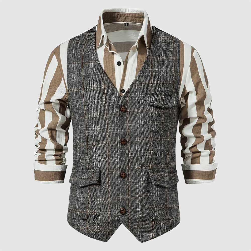 Vintage herrevest med ternet mønster – Henri