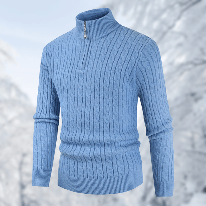 Trendy men's sweater with stand-up collar - Ruben