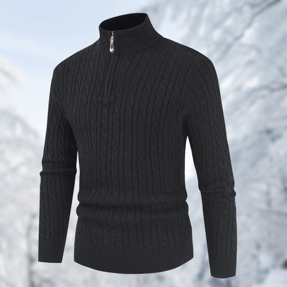 Trendy men's sweater with stand-up collar - Ruben