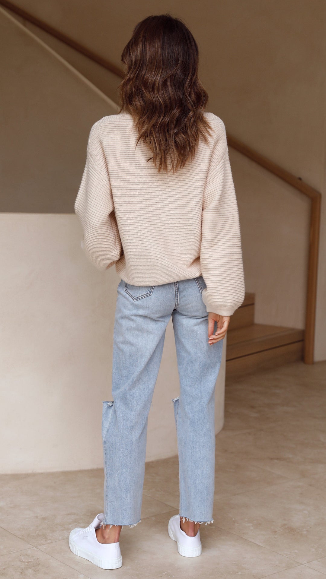 Beige strikket damegenser - Isabella