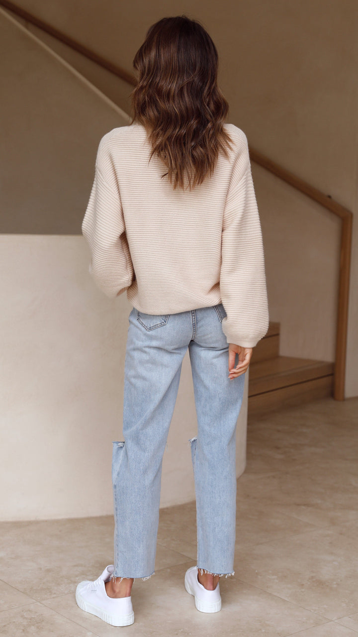 Beige strikket damegenser - Isabella