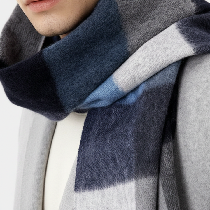 Langer Wollschal Mit Karomuster - Cozyloom