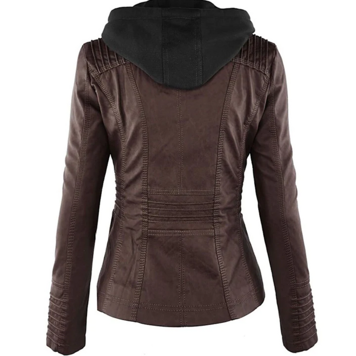 Chaqueta de cuero para mujer con capucha - Emma