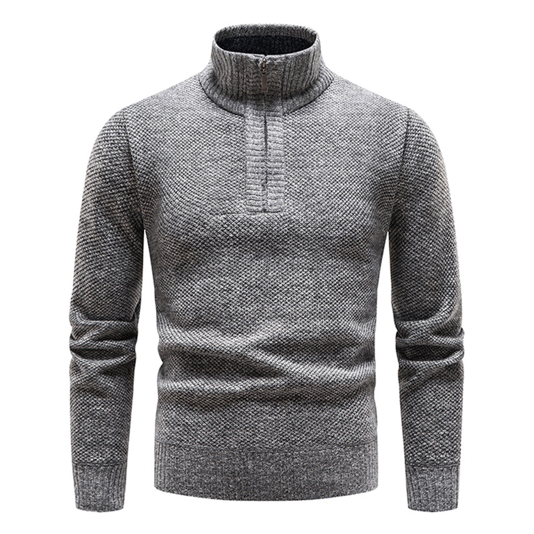 Strickpullover für Herren mit halbem Reißverschluss – Cedric