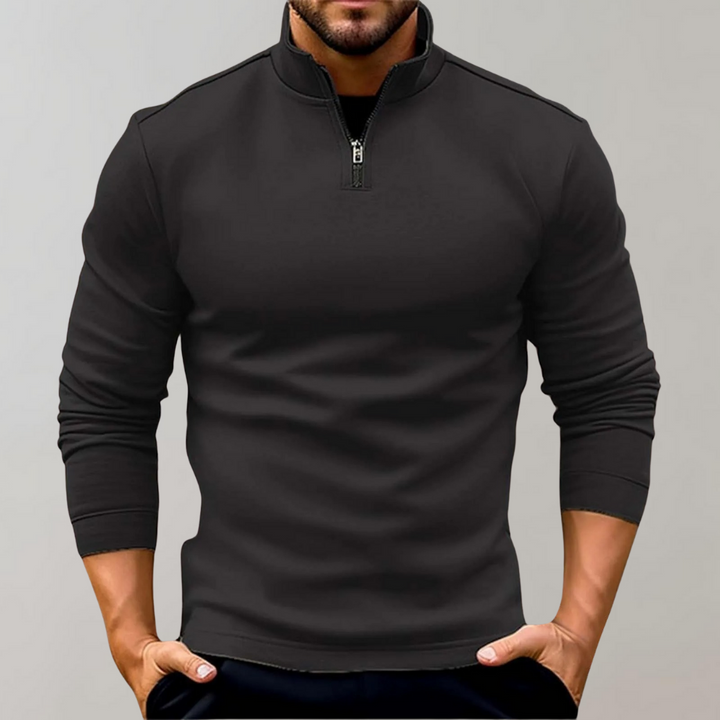 Comfortable men's pullover with zipper and low collar – Sven