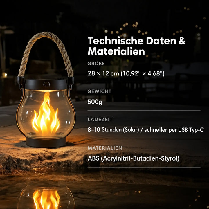 Solar Lantern Outdoor Light with Flickering Flame Effect 3