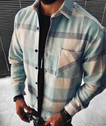 Unisex Oversized Checkered Shirt with Long Sleeves & Modern Design – Elvano