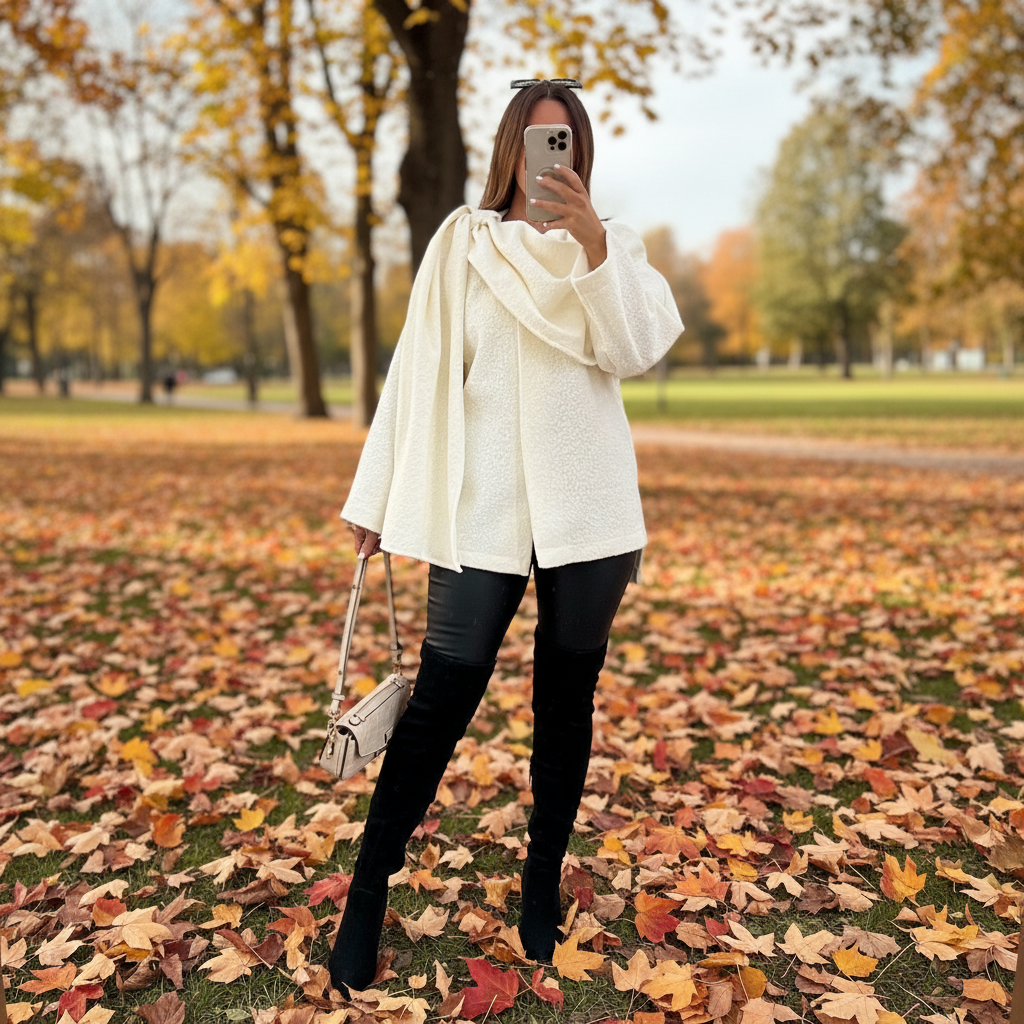 Damenponcho Mit Schaldetail - Lara