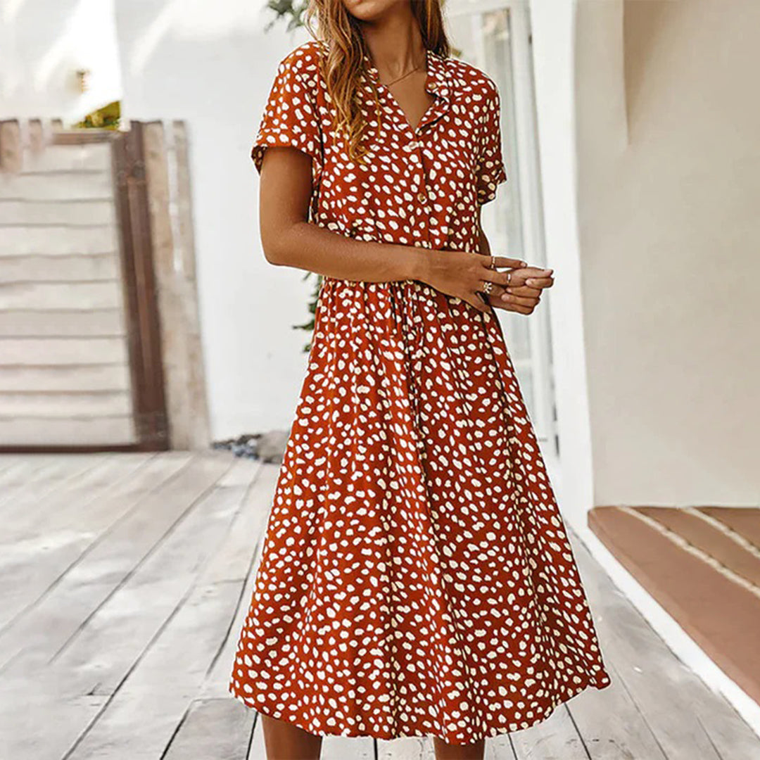Printed V-Neck Dress – Marielle