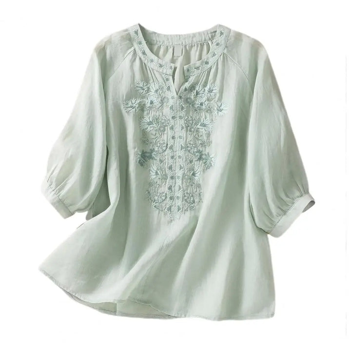 Broderet dame sommerbluse i bomuld – Ysolde