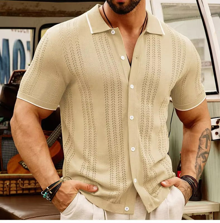 Breathable & Classic Cotton Knit Polo Shirt for Men – Leano