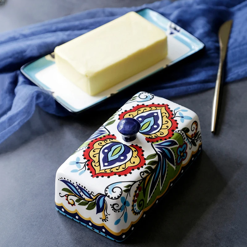 Hand-painted butter dish in Tuscan style - TuscanCharm
