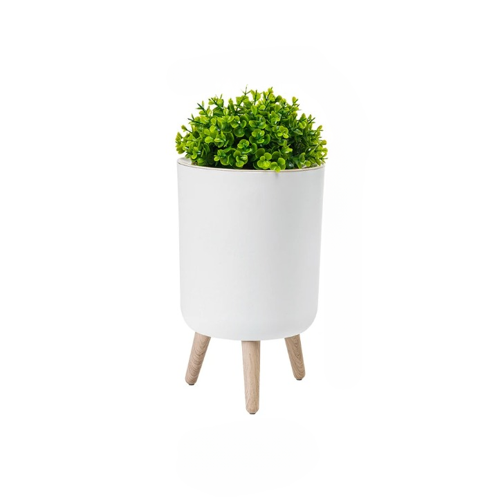 Wood High-Base Trash Can with Press Lid – EcoBin