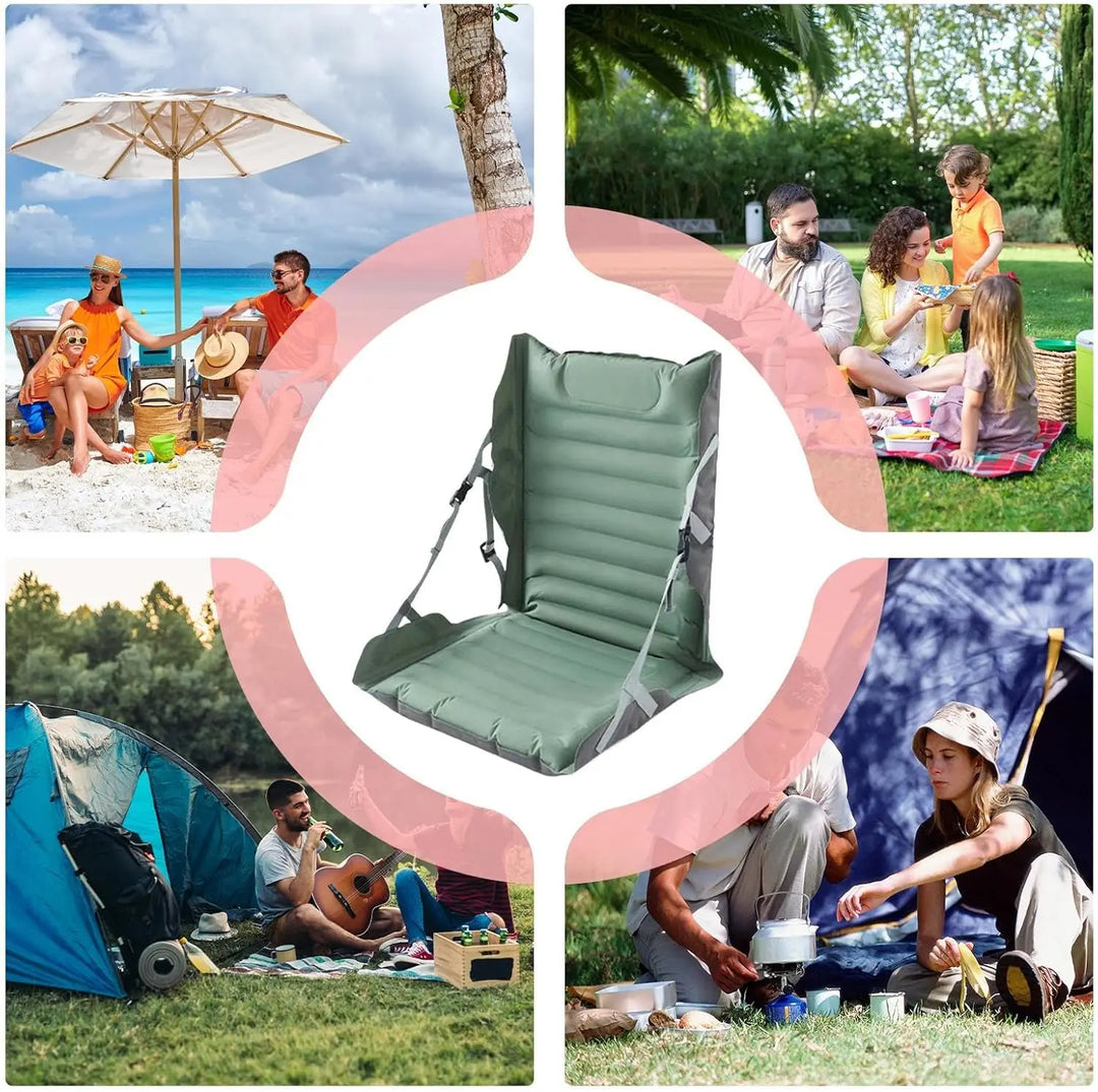 Foldable inflatable seat with backrest for outdoor camping – Taron