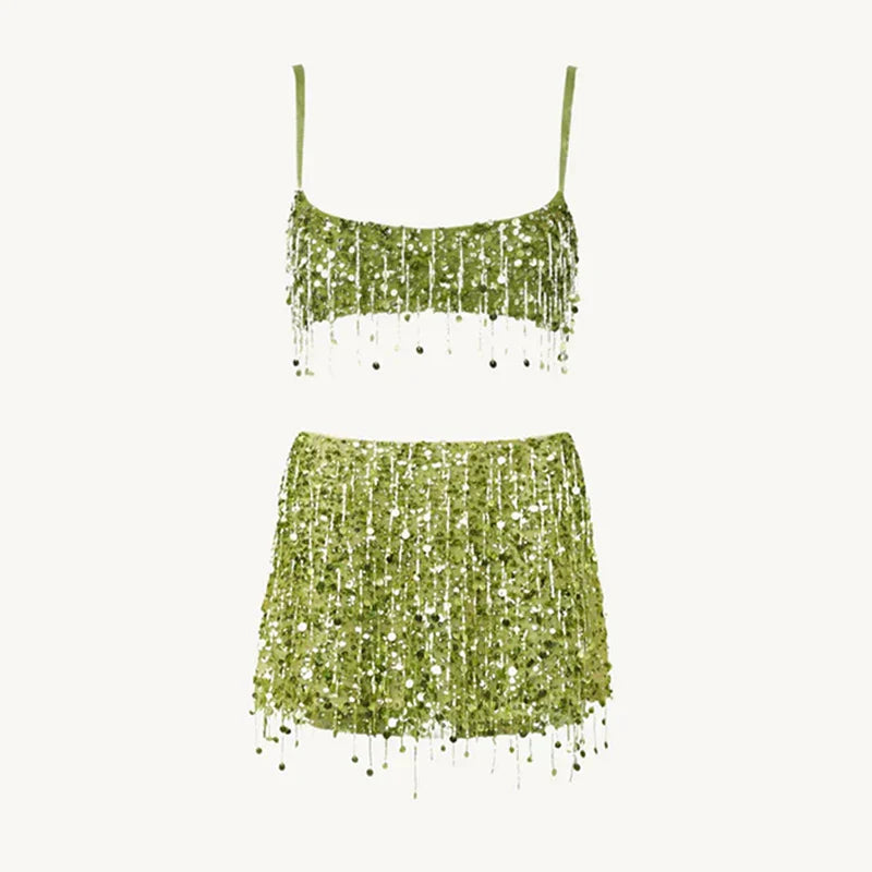 Conjunto de bikini con borlas y lentejuelas – Riviera