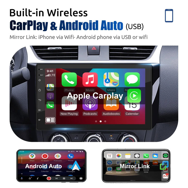 Universal Android Car Radio with Touchscreen, GPS, and Wireless CarPlay
