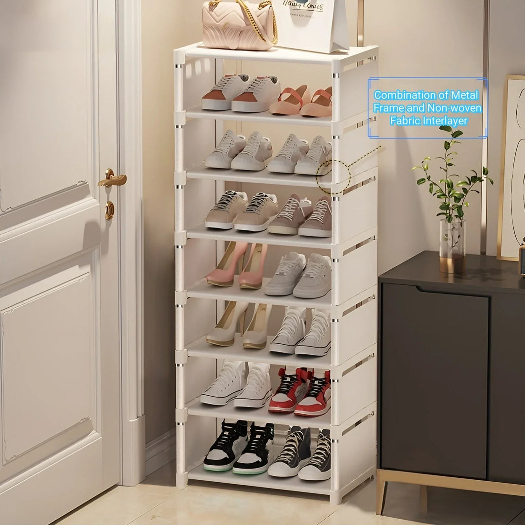 Pladsbesparende metalramme skohylde med 6/8 lag – Liora