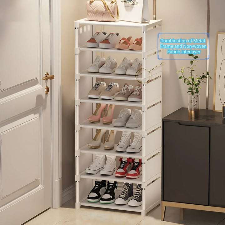 Pladsbesparende metalramme skohylde med 6/8 lag – Liora