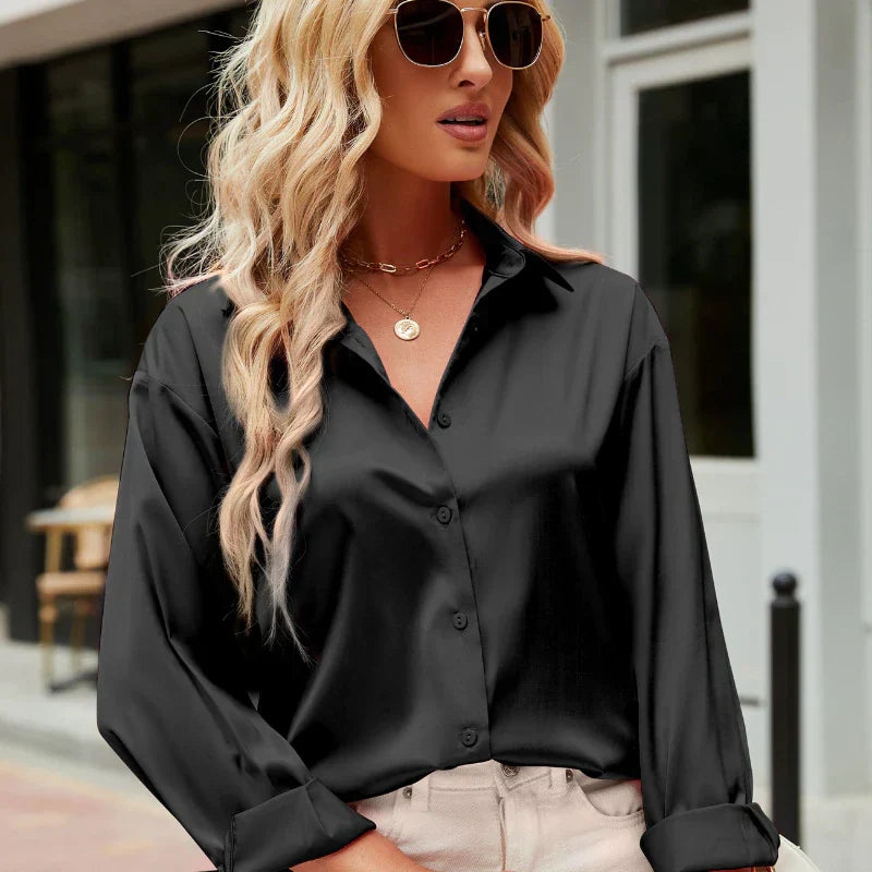 Satineret elegant damebluse – Mireille