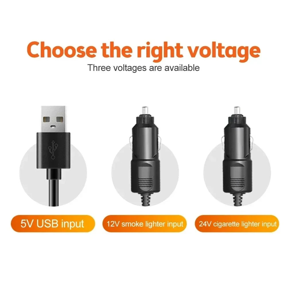 360° justerbar 3-hodet bilvifte USB/12V/24V – AirFlow