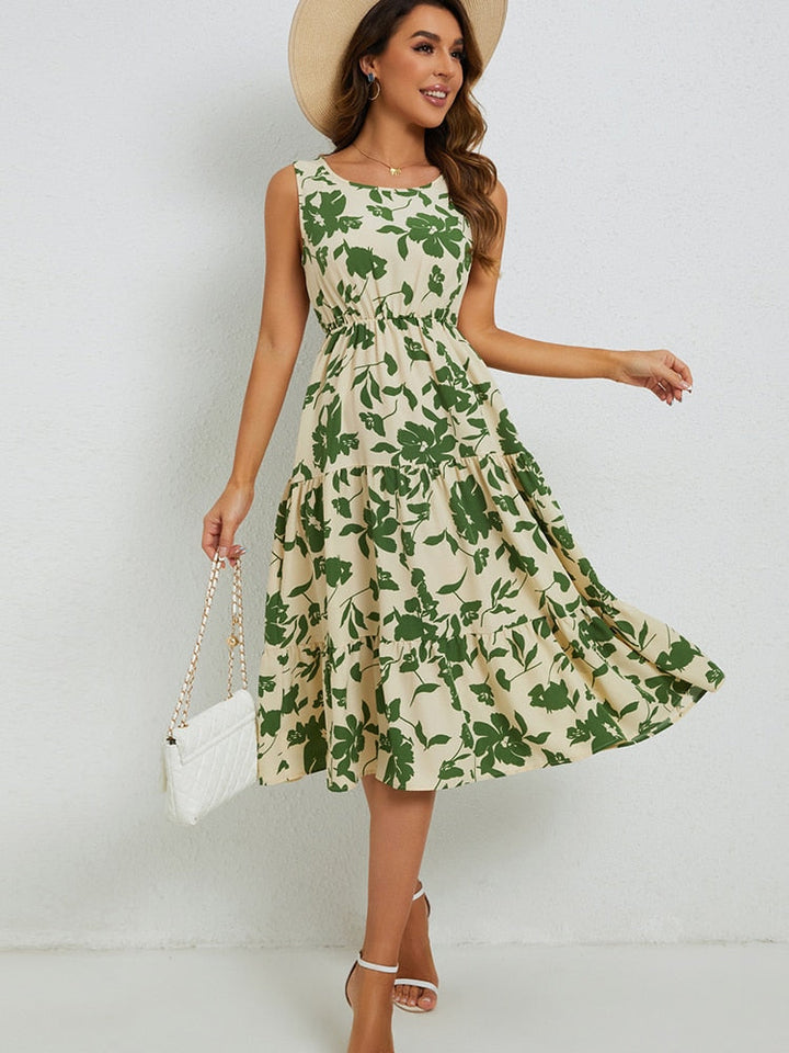 Sommerligt midi-kjole med blomsterprint – Fenna