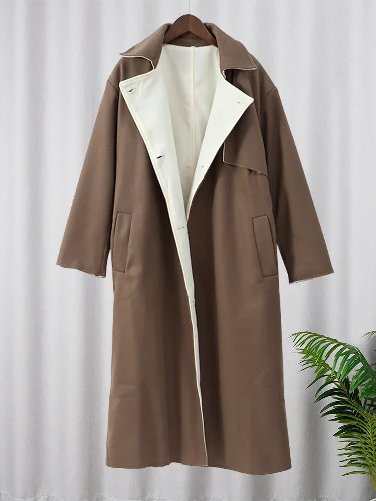Stylish Long Wool Coat for Women - Ella