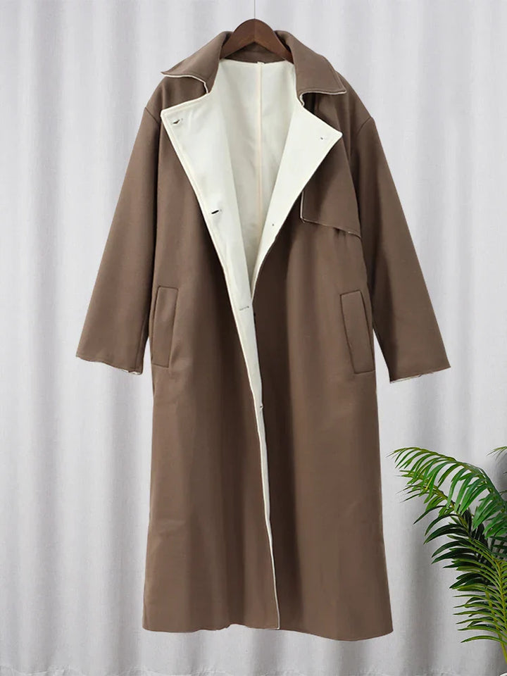 Stylish Long Wool Coat for Women - Ella