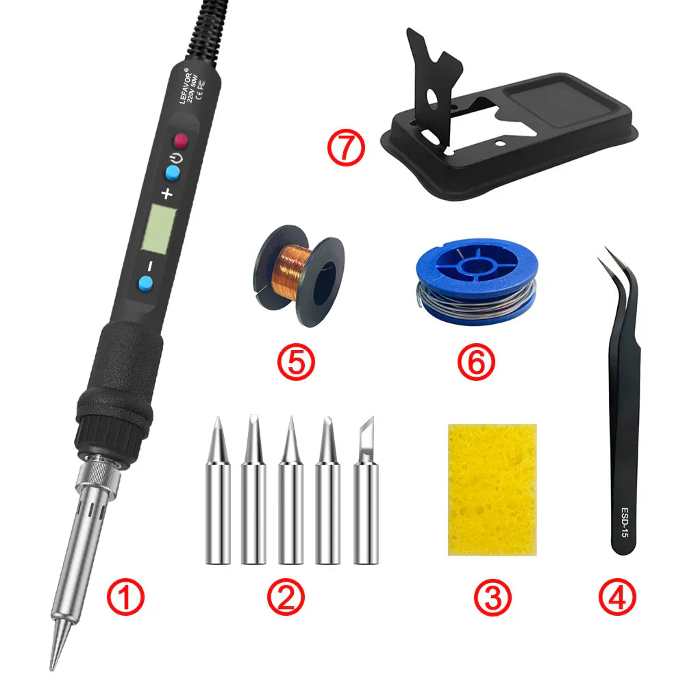Set de soldador de 80W con pantalla digital y temperatura ajustable – Fusion