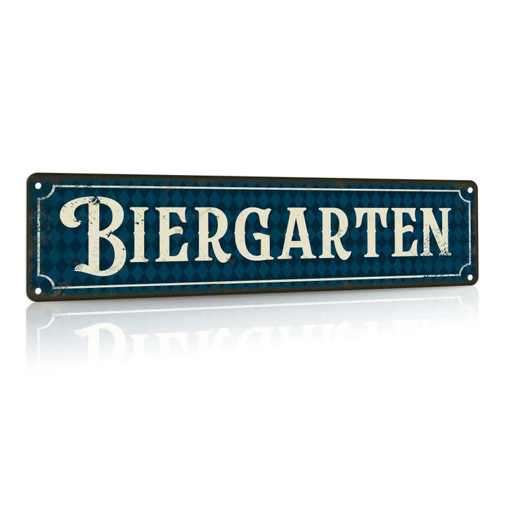 Vintage-metalskilt – Biergarten-port Oktoberfest 2026