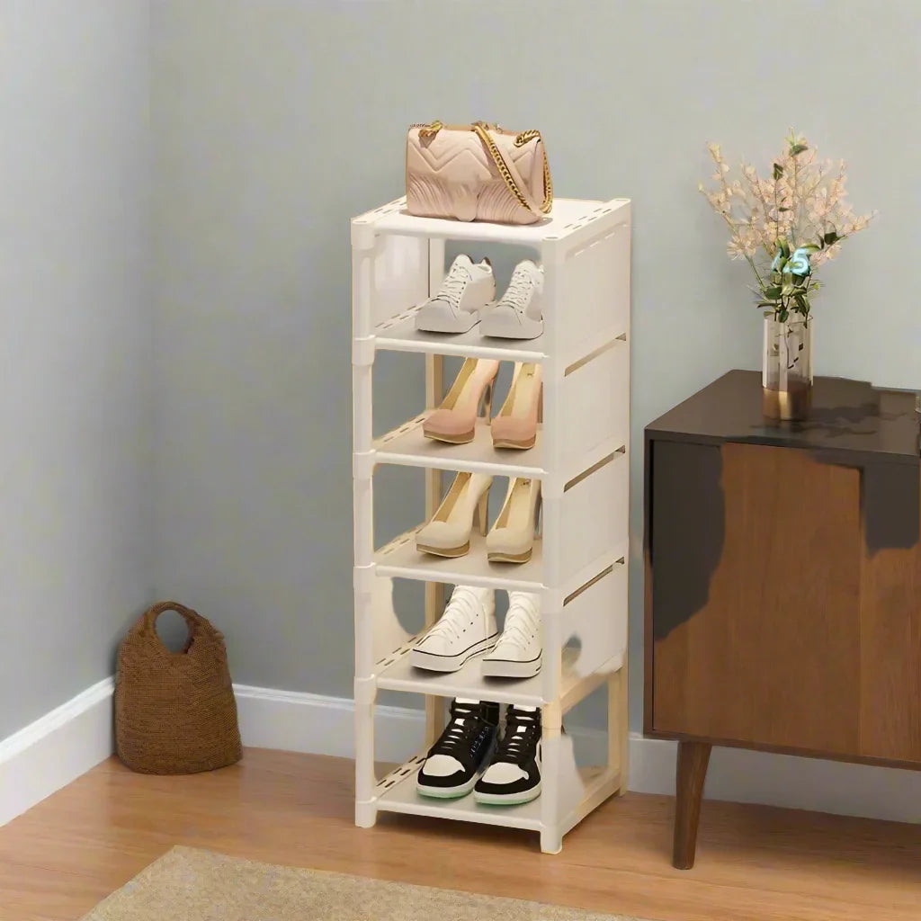 Pladsbesparende metalramme skohylde med 6/8 lag – Liora