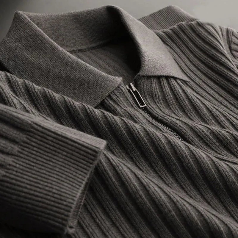 Men's Merino Polo Sweater with Zipper - Ethan