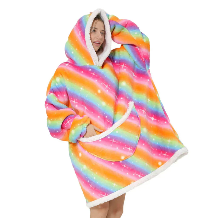 Oversized fleece blanket with hood & pockets – SnugJoy