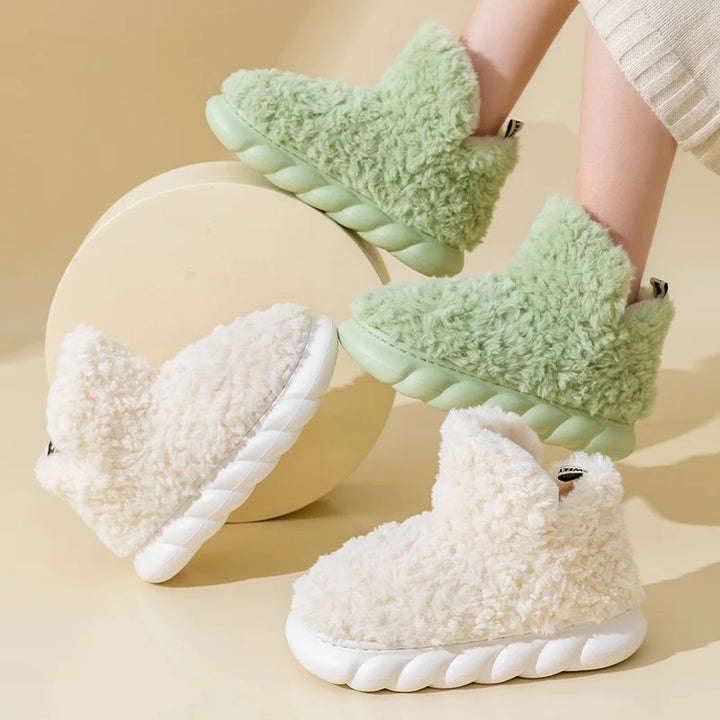 Varme dames hjemmesko i bomuld og plysdyr – CozySteps