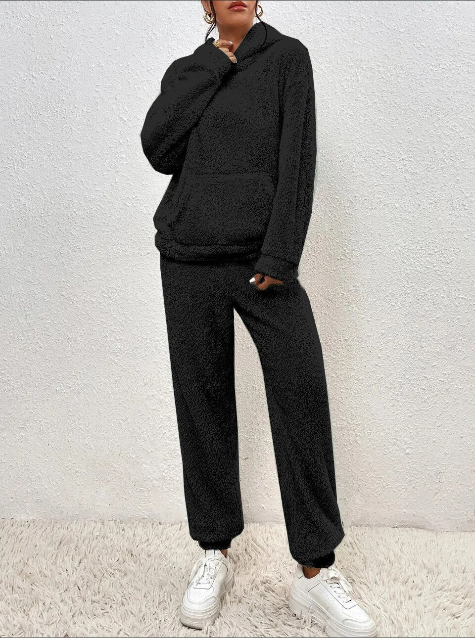 Ultra-comfortable teddy house suit with hood - Lana