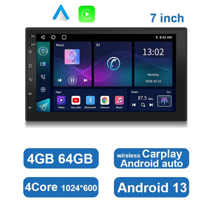 Universal Android Car Radio with Touchscreen, GPS, and Wireless CarPlay
