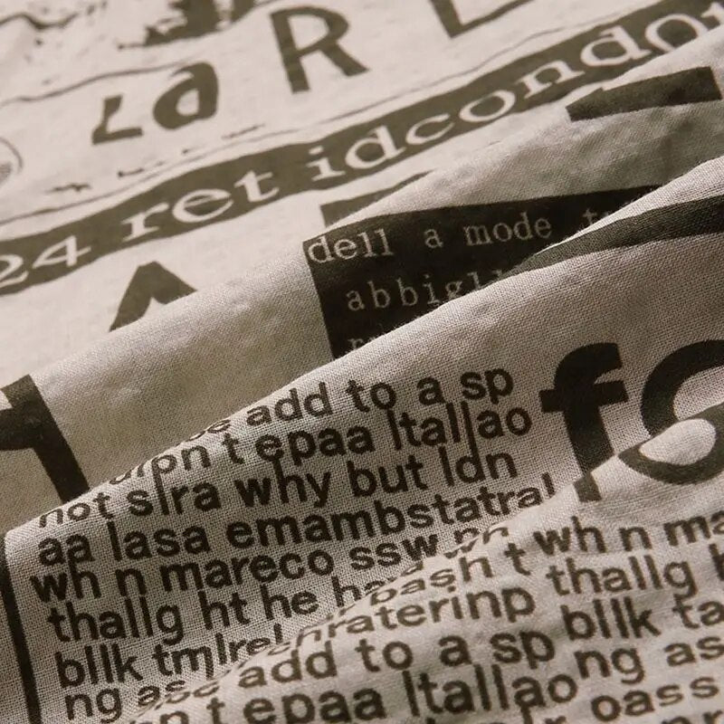 Shirt with Newspaper Print and Button Placket - Milo