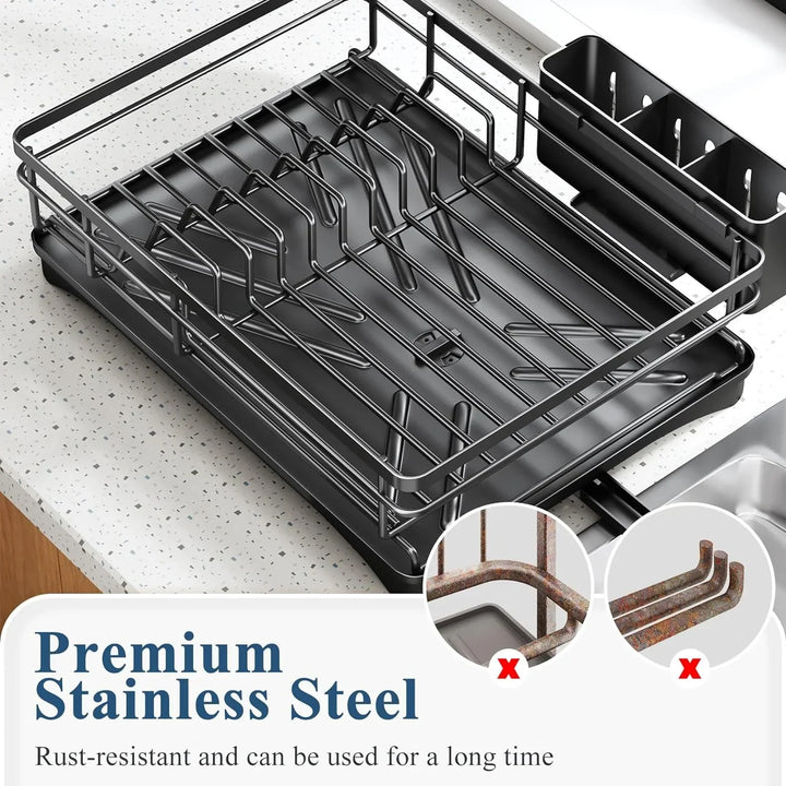 Dish Draining Rack with Drip Tray and Large Cutlery Holder – Nova