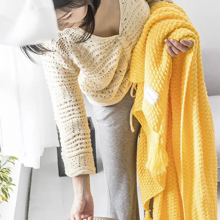 Scandinavian Knit Wool Blanket - Aurora