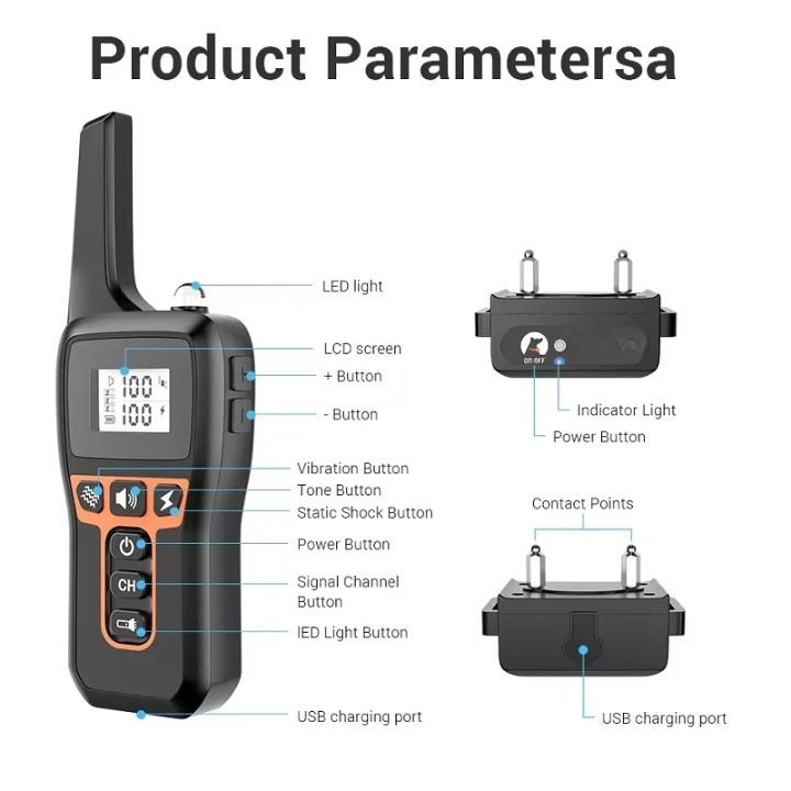 Collar de adiestramiento eléctrico recargable para perros con control remoto y alcance de 1000 m – PetControl