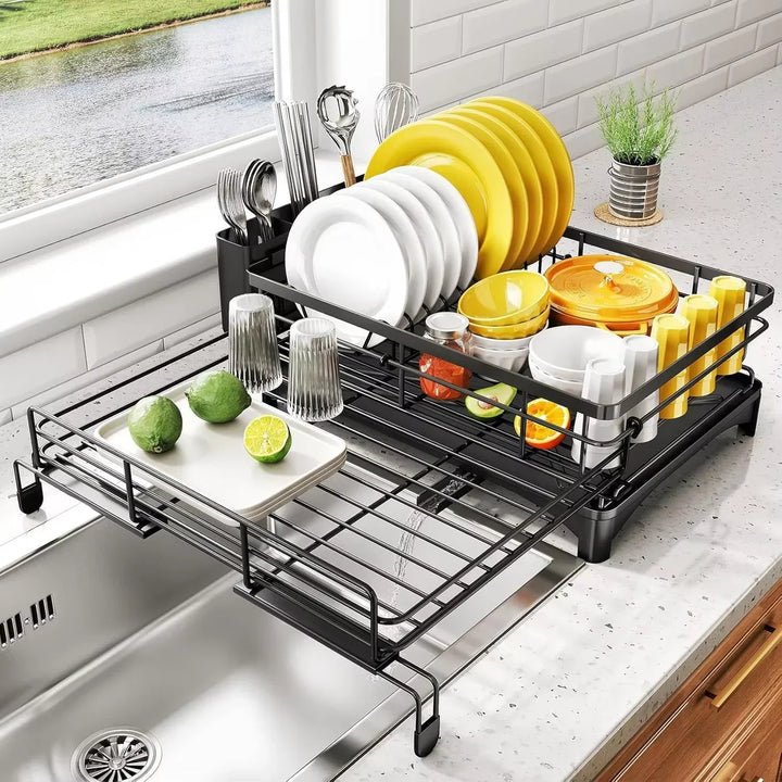 Dish Draining Rack with Drip Tray and Large Cutlery Holder – Nova