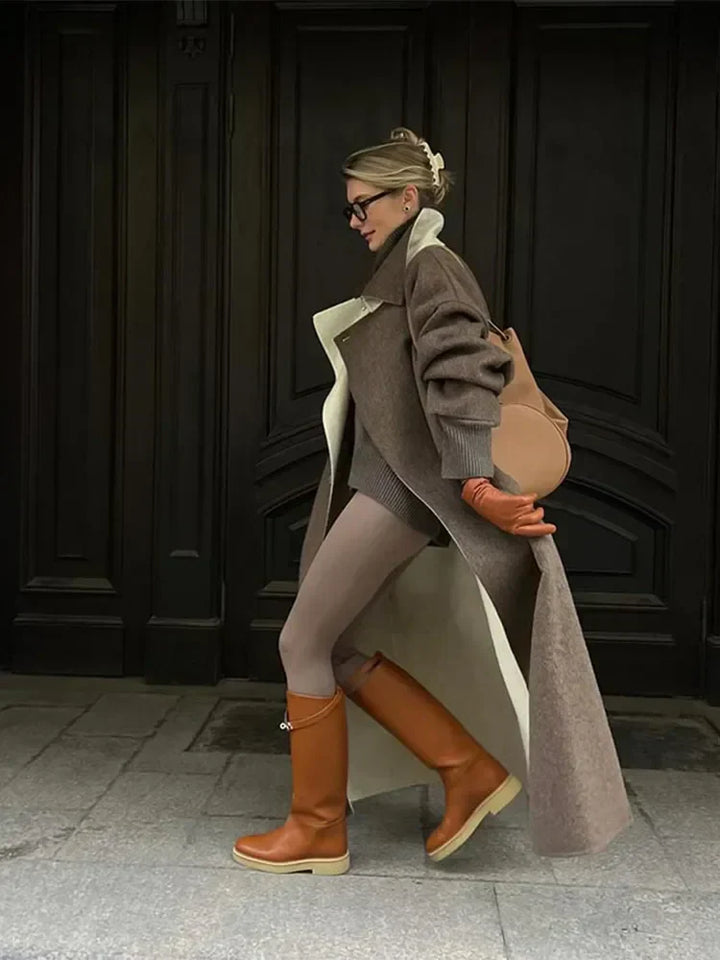 Stylish Long Wool Coat for Women - Ella